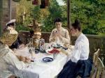 прелести семейной жизни: К.А. Коровин. За чайным столом. 1888. Дом-музей В.Д. Поленова